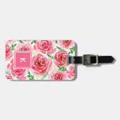 Étiquette À Bagage Monogramme Rose de Provence (Devant horizontal)
