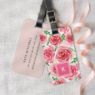Étiquette À Bagage Monogramme Rose de Provence