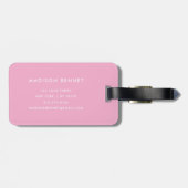 Étiquette À Bagage Monogramme Rose Élégant (Dos horizontal)