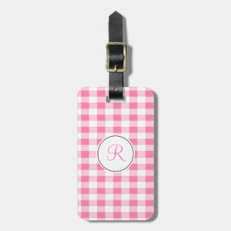 Étiquette À Bagage Monogramme rose En vichy