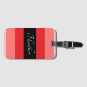 Étiquette À Bagage Monogramme rose et noir (Devant Horizontal)