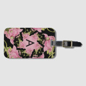 Étiquette À Bagage Monogramme rose et noir d'Achille (Devant Horizontal)