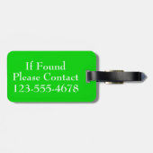 Étiquette À Bagage Monogramme rose et vert de point de polka (Dos horizontal)