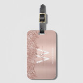 Étiquette À Bagage Monogramme rose Gold Blush Rose Girl Parties scint (Devant Vertical)