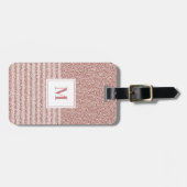Étiquette À Bagage Monogramme Rose Gold Parties scintillant rayures G (Devant horizontal)