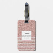 Étiquette À Bagage Monogramme Rose Gold Parties scintillant rayures G (Dos Vertical)