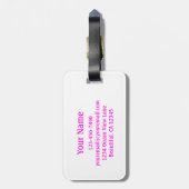 Étiquette À Bagage Monogramme rose Hawaiian Flower and Surboard Beach (Dos Vertical)