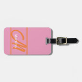 Étiquette À Bagage Monogramme rose moderne initial (Devant horizontal)