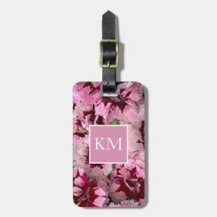 Étiquette À Bagage Monogramme rose oeillet Janvier Fleur d'anniversai