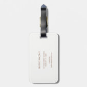 Étiquette À Bagage Monogramme rose or blanc floral Mandala (Dos Vertical)