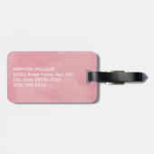 Étiquette À Bagage Monogramme rose pâle simple et chic avec nom (Dos horizontal)