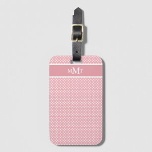 Étiquette À Bagage Monogramme rose Polkadot