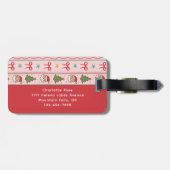 Étiquette À Bagage Monogramme rose rouge Noël Coquette Bow (Dos horizontal)
