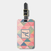 Étiquette À Bagage Monogramme rose simple et élégant (Devant Vertical)