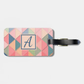 Étiquette À Bagage Monogramme rose simple et élégant (Dos horizontal)