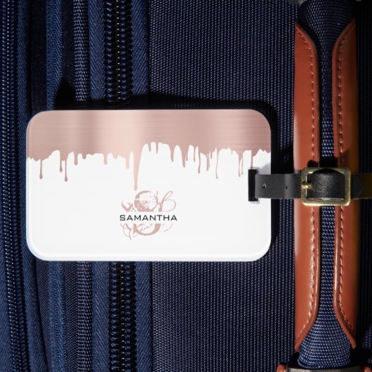 Étiquette À Bagage Monogramme Rose tendance Pink Gold (Insitu Rectoal 4)