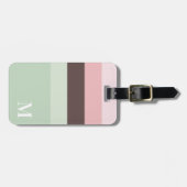 Étiquette À Bagage Monogramme rose, vert Brown rayé (Devant horizontal)