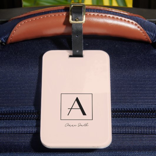 Étiquette À Bagage Monogramme rose vif féminin Script initial chic (Insitu Rectoal 2)