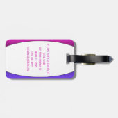 Étiquette À Bagage Monogramme rose violet et blanc (Dos horizontal)