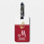 Étiquette À Bagage Monogramme rouge (Dos Vertical)