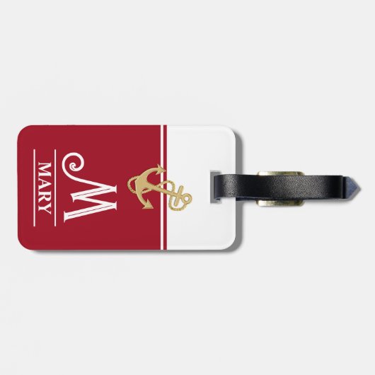 Étiquette À Bagage Monogramme rouge (Dos horizontal)