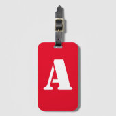 Étiquette À Bagage Monogramme rouge (Devant Vertical)