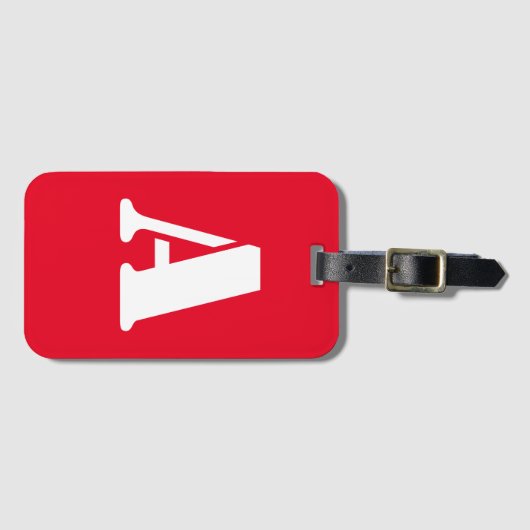 Étiquette À Bagage Monogramme rouge (Devant Horizontal)