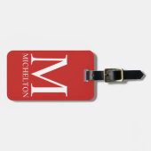 Étiquette À Bagage Monogramme rouge (Devant horizontal)