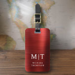 Étiquette À Bagage Monogramme Rouge brossé métal élégant<br><div class="desc">Améliorez votre expérience de voyage avec notre étiquette de bagages Monogramme minimaliste classique élégant et moderne. Cet accessoire méticuleusement conçu allie élégance intemporelle et minimalisme contemporain, assurant à vos bagages un caractère sophistiqué. Réalisée avec précision et attention au détail, cette étiquette à bagages est plus qu'un simple article pratique, c'est...</div>