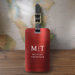 Étiquette À Bagage Monogramme Rouge brossé métal élégant<br><div class="desc">Améliorez votre expérience de voyage avec notre étiquette de bagages Monogramme minimaliste classique élégant et moderne. Cet accessoire méticuleusement conçu allie élégance intemporelle et minimalisme contemporain, assurant à vos bagages un caractère sophistiqué. Réalisée avec précision et attention au détail, cette étiquette à bagages est plus qu'un simple article pratique, c'est...</div>