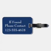 Étiquette À Bagage Monogramme rouge de rayures blanches et bleues (Dos horizontal)