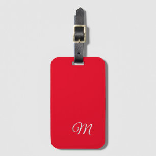 Étiquette À Bagage Monogramme Rouge Élégant Minimaliste Calligraphie