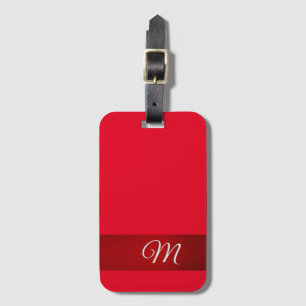 Étiquette À Bagage Monogramme Rouge Élégant Minimaliste Calligraphie