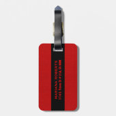 Étiquette À Bagage Monogramme Rouge Faux en cuir (Dos Vertical)