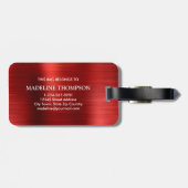 Étiquette À Bagage Monogramme rouge métallique brossé moderne (Dos horizontal)