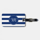 Étiquette À Bagage Monogramme Royal Bleu rayé (Dos horizontal)