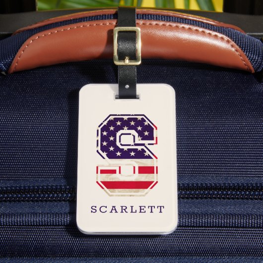 Étiquette À Bagage Monogramme S drapeau USA moderne (Insitu Rectoal 2)