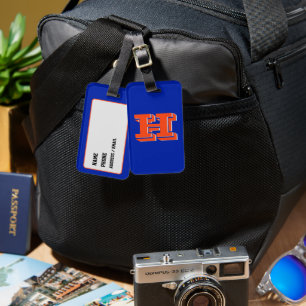 Étiquette À Bagage Monogramme scolaire universitaire bleu royal et or