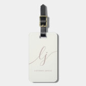 Étiquette À Bagage Monogramme Script calligraphie ivoire blanc rose r (Devant Vertical)