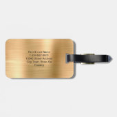 Étiquette À Bagage Monogramme Script Faux Gold Metal Steel (Dos horizontal)