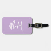 Étiquette À Bagage Monogramme Script minimal Purple Vacances (Devant horizontal)