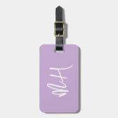 Étiquette À Bagage Monogramme Script minimal Purple Vacances (Devant Vertical)