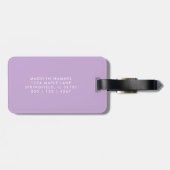 Étiquette À Bagage Monogramme Script minimal Purple Vacances (Dos horizontal)