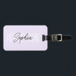 Étiquette À Bagage Monogramme Signature Pastel Purple<br><div class="desc">Un duo de polices avec des sans serif modernes et signature de script.</div>