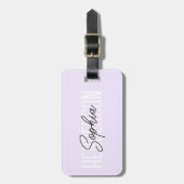 Étiquette À Bagage Monogramme Signature Pastel Purple (Devant Vertical)