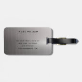 Étiquette À Bagage Monogramme Silver Grey Brossé Métallic Pass (Dos horizontal)