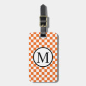 Étiquette À Bagage Monogramme simple avec le damier orange (Devant Vertical)