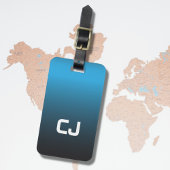 Étiquette À Bagage Monogramme simple Cool bleu Ombre