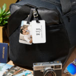 Étiquette À Bagage Monogramme simple en couple moderne avec photo<br><div class="desc">Étiquette simple et moderne avec bagage photo</div>