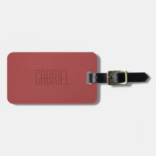 Étiquette À Bagage Monogramme simple en cuir rouge Faux